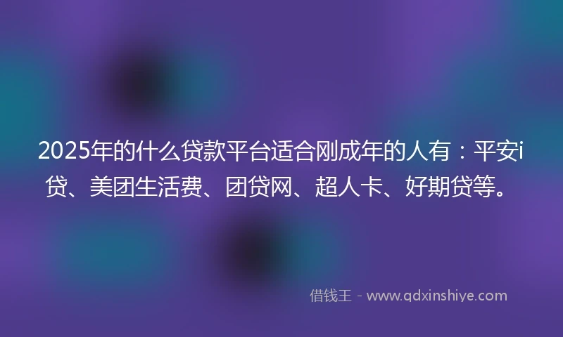 2025年的什么贷款平台适合刚成年的人有：平安i贷、美团生活费、团贷网、超人卡、好期贷等。