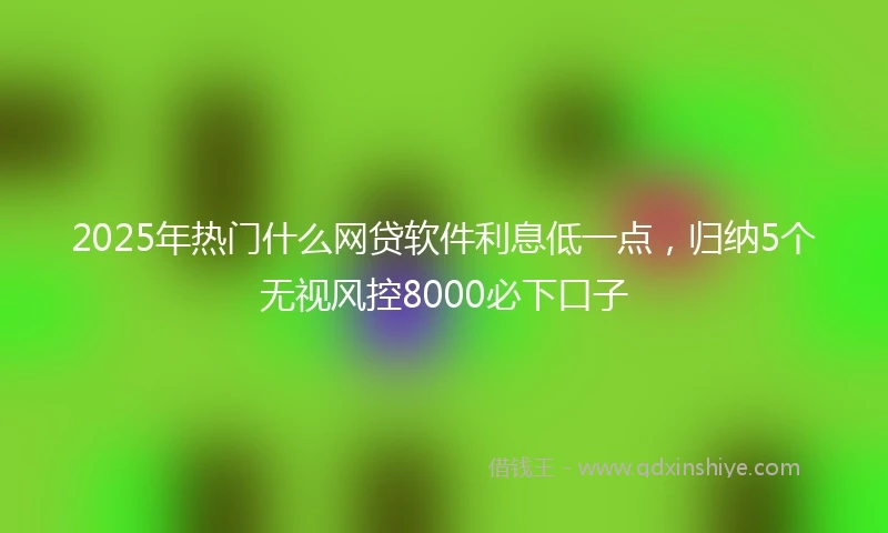2025年热门什么网贷软件利息低一点，归纳5个无视风控8000必下口子