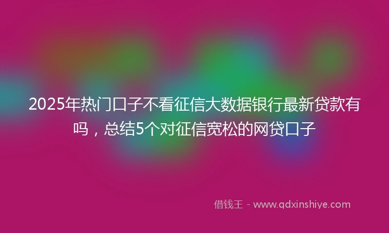 2025年热门口子不看征信大数据银行最新贷款有吗，总结5个对征信宽松的网贷口子