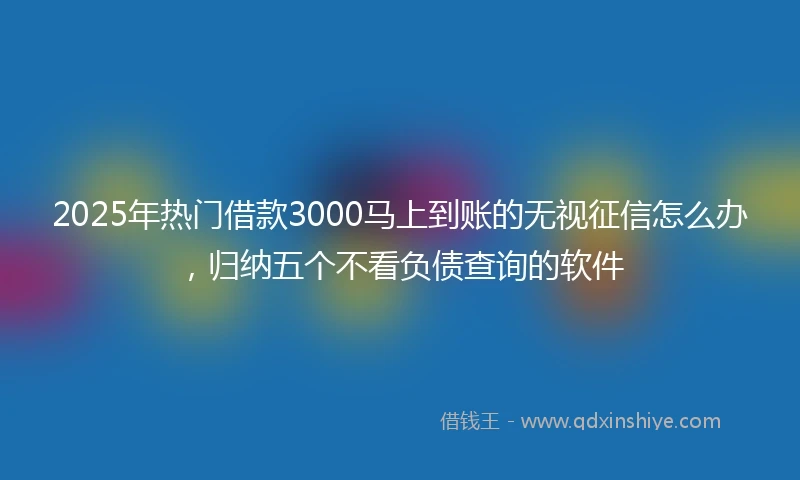 2025年热门借款3000马上到账的无视征信怎么办，归纳五个不看负债查询的软件