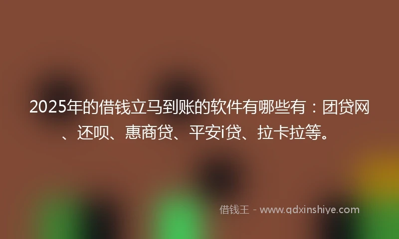 2025年的借钱立马到账的软件有哪些有：团贷网、还呗、惠商贷、平安i贷、拉卡拉等。