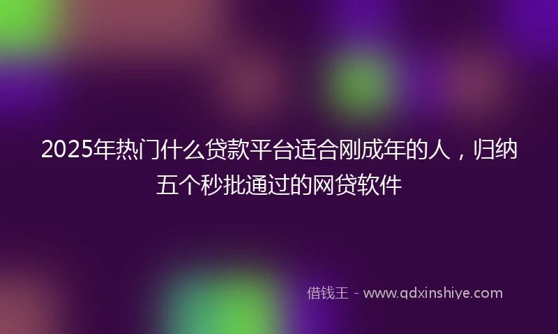 2025年热门什么贷款平台适合刚成年的人，归纳五个秒批通过的网贷软件