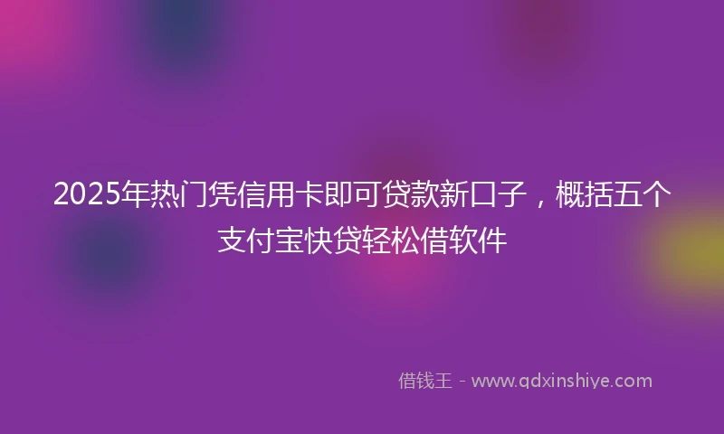 2025年热门凭信用卡即可贷款新口子，概括五个支付宝快贷轻松借软件