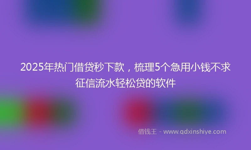 2025年热门借贷秒下款，梳理5个急用小钱不求征信流水轻松贷的软件