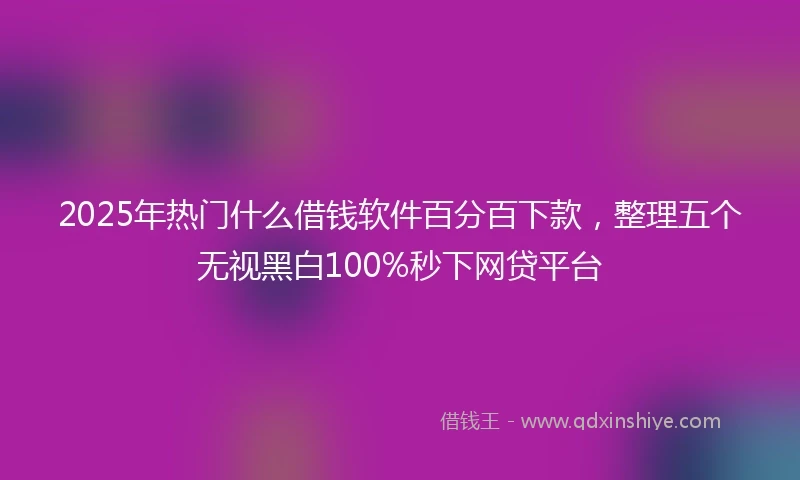 2025年热门什么借钱软件百分百下款，整理五个无视黑白100%秒下网贷平台