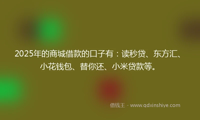 2025年的商城借款的口子有：读秒贷、东方汇、小花钱包、替你还、小米贷款等。