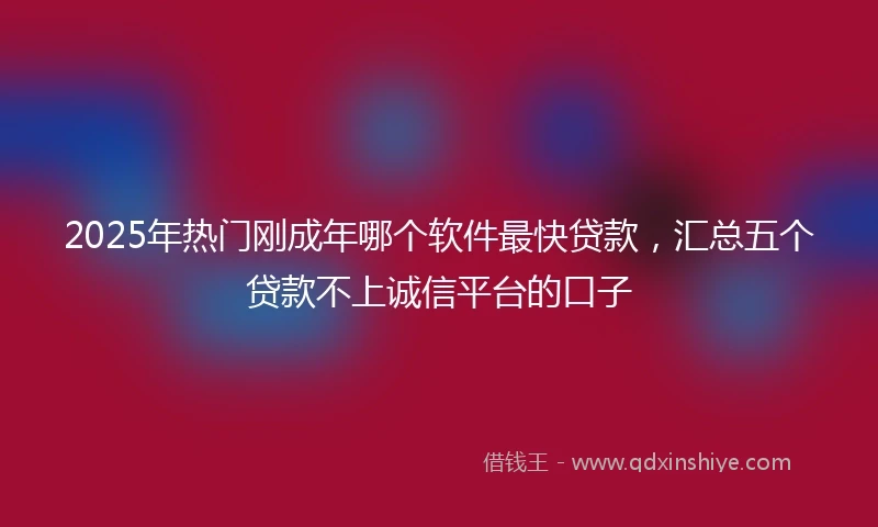 2025年热门刚成年哪个软件最快贷款，汇总五个贷款不上诚信平台的口子