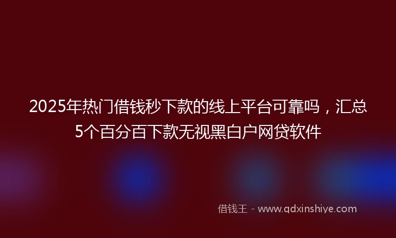 2025年热门借钱秒下款的线上平台可靠吗，汇总5个百分百下款无视黑白户网贷软件