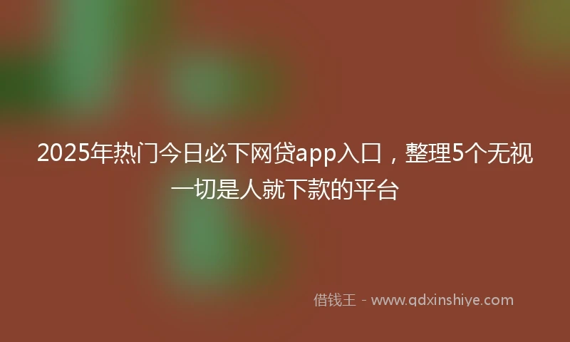 2025年热门今日必下网贷app入口，整理5个无视一切是人就下款的平台