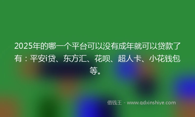 2025年的哪一个平台可以没有成年就可以贷款了有：平安i贷、东方汇、花呗、超人卡、小花钱包等。