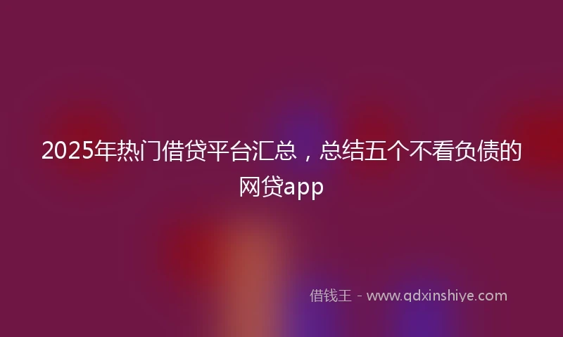 2025年热门借贷平台汇总，总结五个不看负债的网贷app