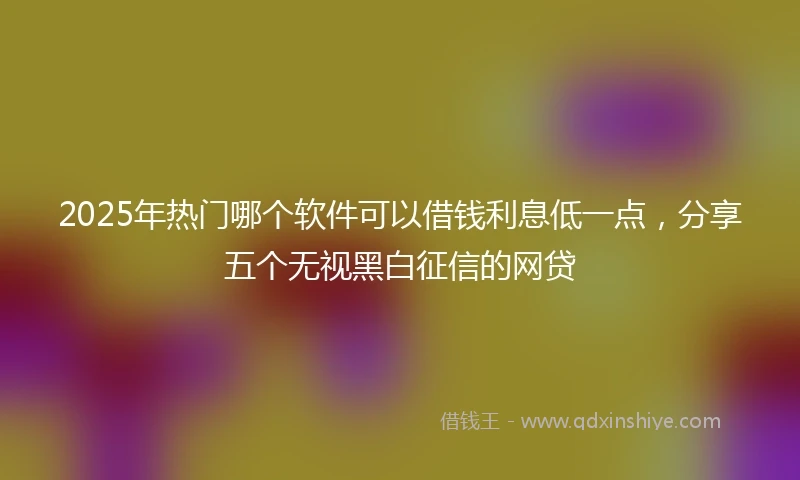 2025年热门哪个软件可以借钱利息低一点，分享五个无视黑白征信的网贷