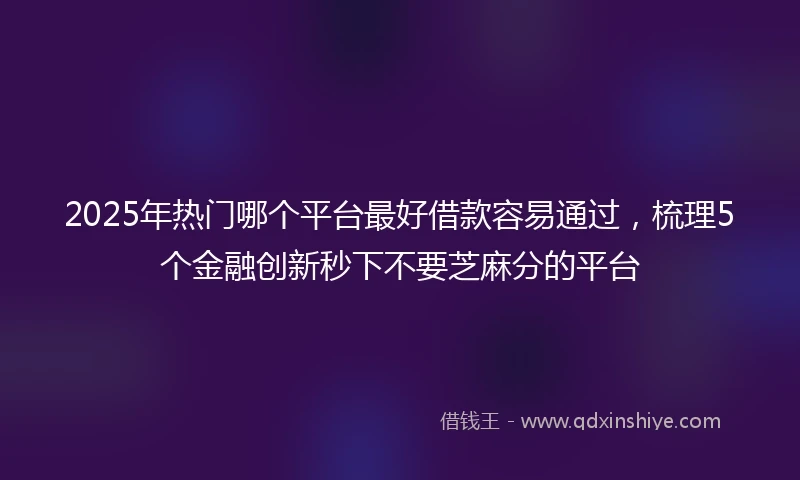 2025年热门哪个平台最好借款容易通过，梳理5个金融创新秒下不要芝麻分的平台