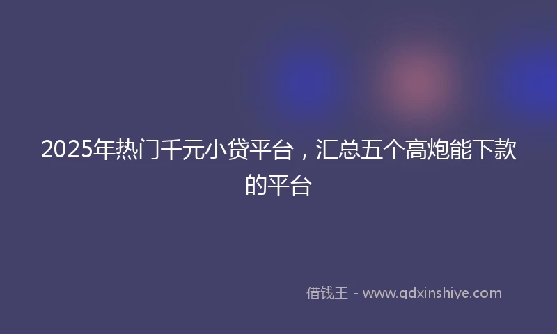 2025年热门千元小贷平台，汇总五个高炮能下款的平台