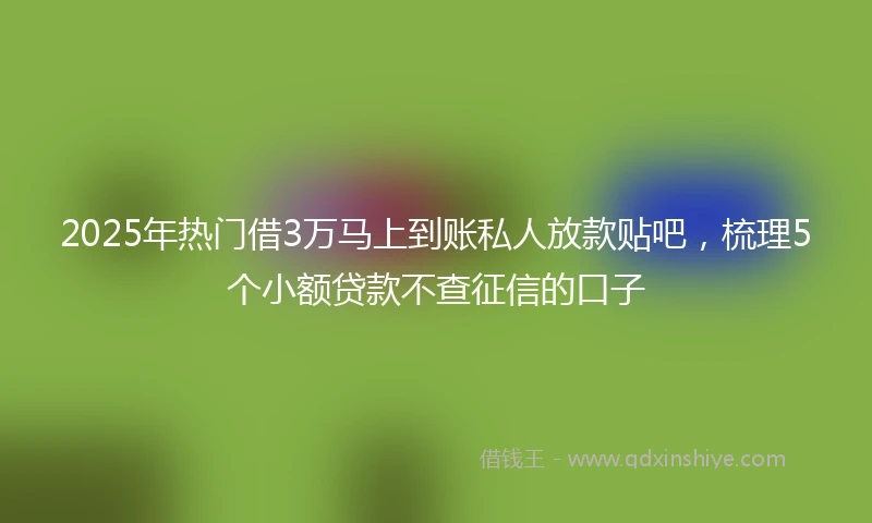 2025年热门借3万马上到账私人放款贴吧，梳理5个小额贷款不查征信的口子