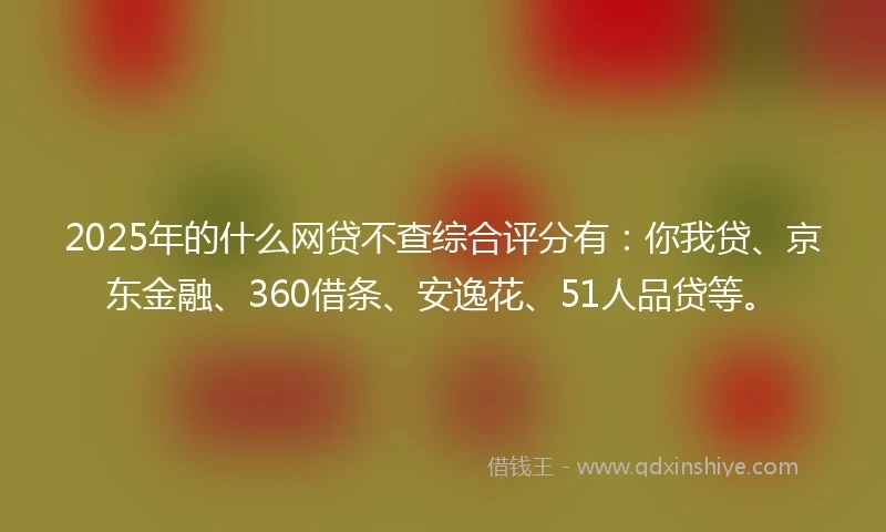 2025年的什么网贷不查综合评分有：你我贷、京东金融、360借条、安逸花、51人品贷等。