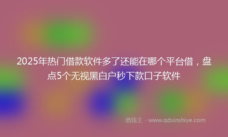 2025年热门借款软件多了还能在哪个平台借，盘点5个无视黑白户秒下款口子软件