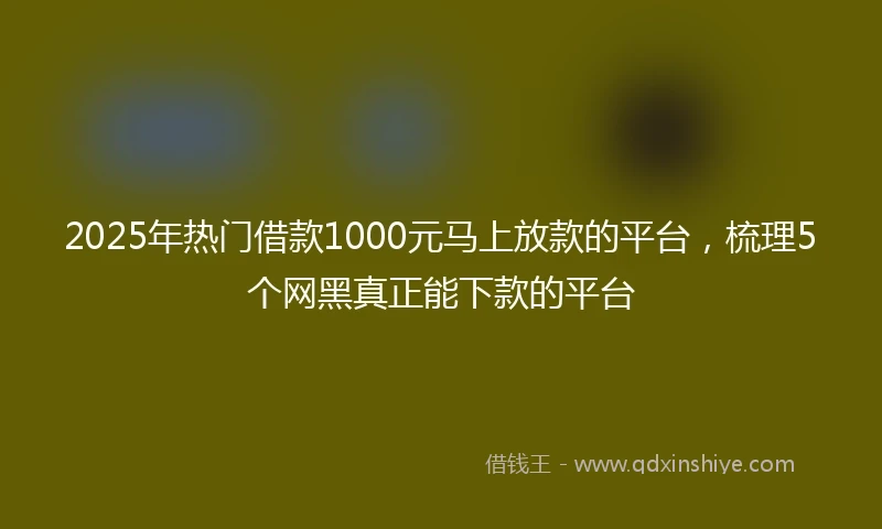 2025年热门借款1000元马上放款的平台，梳理5个网黑真正能下款的平台