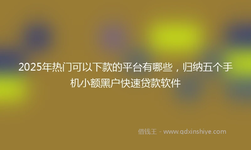 2025年热门可以下款的平台有哪些,归纳五个手机小额黑户快速贷款软件