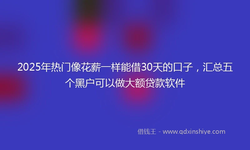 2025年热门像花薪一样能借30天的口子，汇总五个黑户可以做大额贷款软件