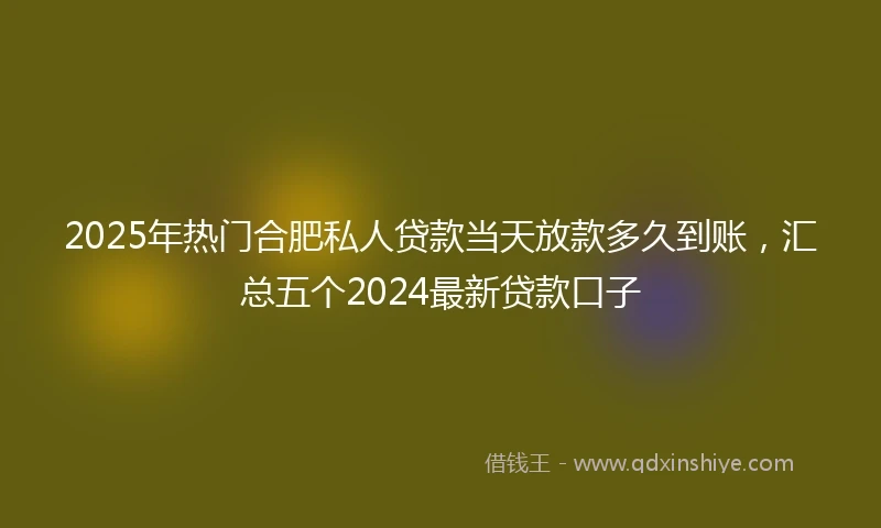 2025年热门合肥私人贷款当天放款多久到账，汇总五个2024最新贷款口子
