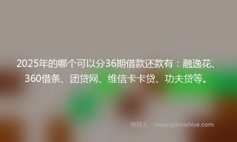 2025年的哪个可以分36期借款还款有：融逸花、360借条、团贷网、维信卡卡贷、功夫贷等。