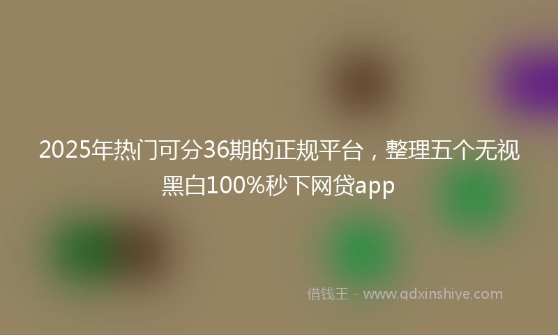 2025年热门可分36期的正规平台，整理五个无视黑白100%秒下网贷app