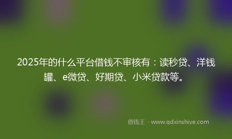 2025年的什么平台借钱不审核有：读秒贷、洋钱罐、e微贷、好期贷、小米贷款等。