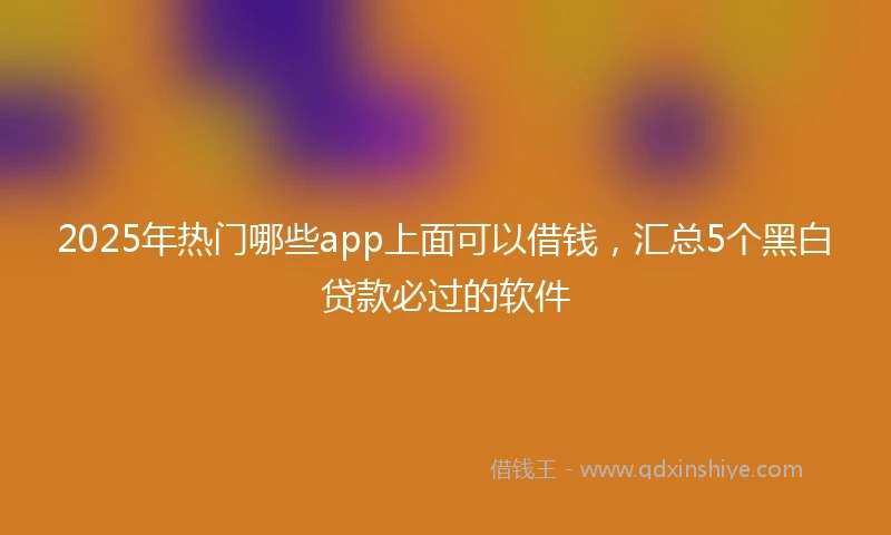 2025年热门哪些app上面可以借钱，汇总5个黑白贷款必过的软件