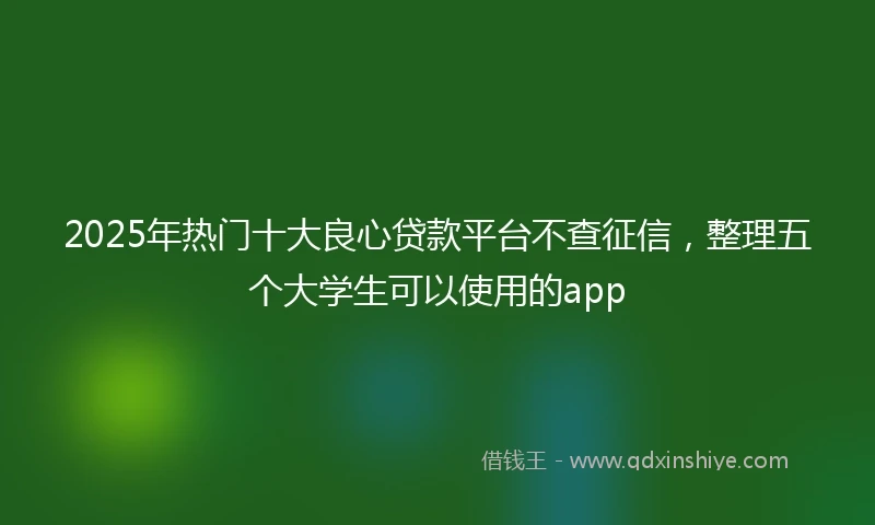 2025年热门十大良心贷款平台不查征信，整理五个大学生可以使用的app