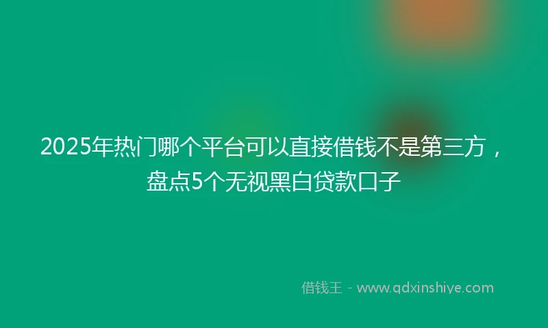 2025年热门哪个平台可以直接借钱不是第三方，盘点5个无视黑白贷款口子
