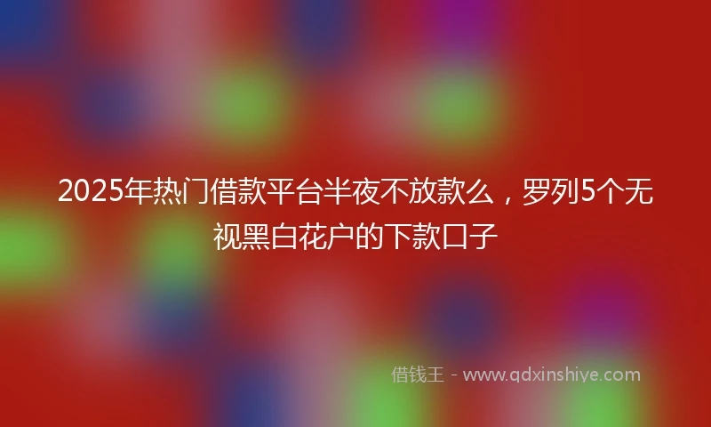 2025年热门借款平台半夜不放款么，罗列5个无视黑白花户的下款口子