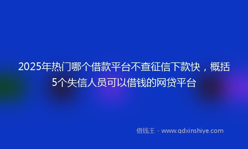 2025年热门哪个借款平台不查征信下款快，概括5个失信人员可以借钱的网贷平台
