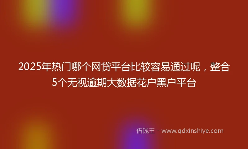 2025年热门哪个网贷平台比较容易通过呢，整合5个无视逾期大数据花户黑户平台