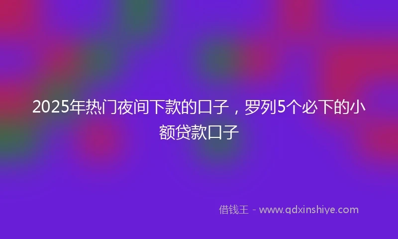 2025年热门夜间下款的口子，罗列5个必下的小额贷款口子