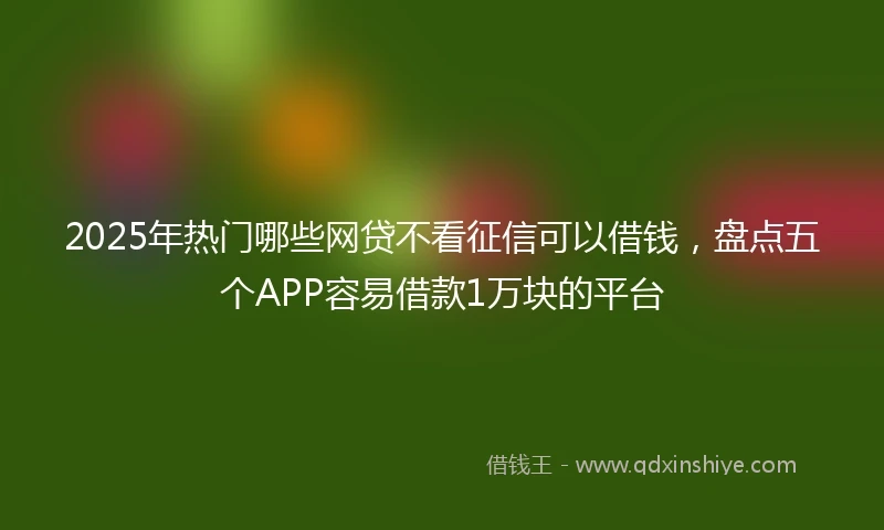 2025年热门哪些网贷不看征信可以借钱，盘点五个APP容易借款1万块的平台