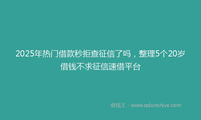 2025年热门借款秒拒查征信了吗,整理5个20岁借钱不求征信速借平台