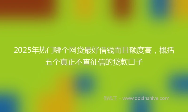 2025年热门哪个网贷最好借钱而且额度高，概括五个真正不查征信的贷款口子