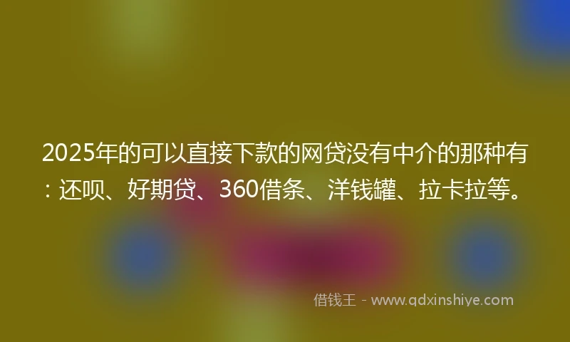 2025年的可以直接下款的网贷没有中介的那种有：还呗、好期贷、360借条、洋钱罐、拉卡拉等。
