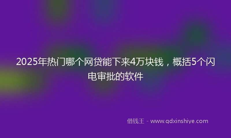 2025年热门哪个网贷能下来4万块钱，概括5个闪电审批的软件