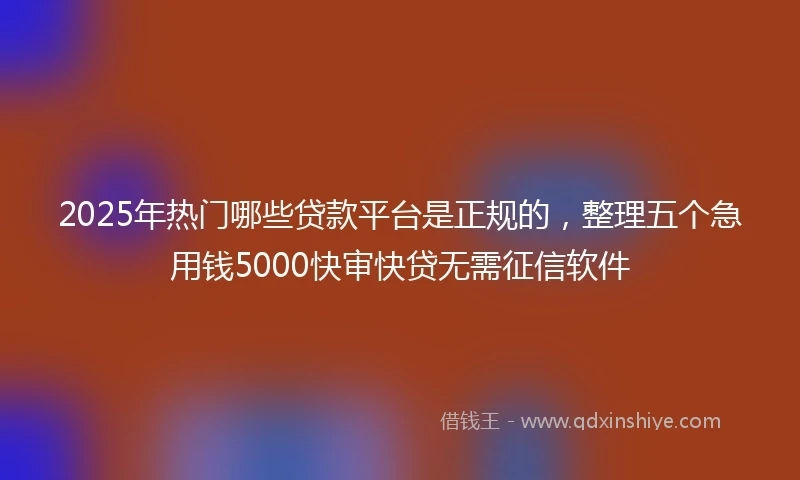 2025年热门哪些贷款平台是正规的，整理五个急用钱5000快审快贷无需征信软件