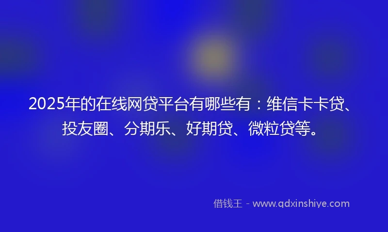 2025年的在线网贷平台有哪些有：维信卡卡贷、投友圈、分期乐、好期贷、微粒贷等。
