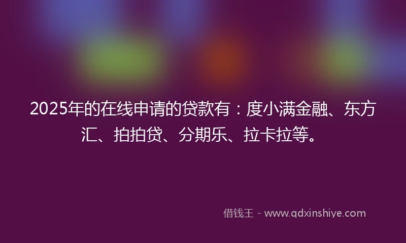 2025年的在线申请的贷款有：度小满金融、东方汇、拍拍贷、分期乐、拉卡拉等。