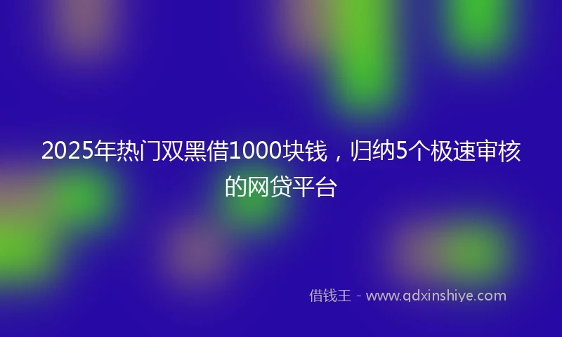 2025年热门双黑借1000块钱，归纳5个极速审核的网贷平台
