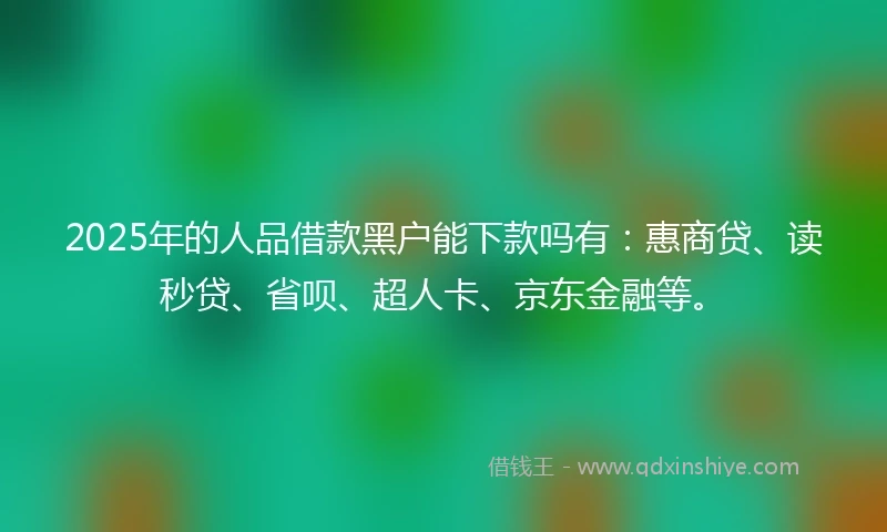2025年的人品借款黑户能下款吗有：惠商贷、读秒贷、省呗、超人卡、京东金融等。