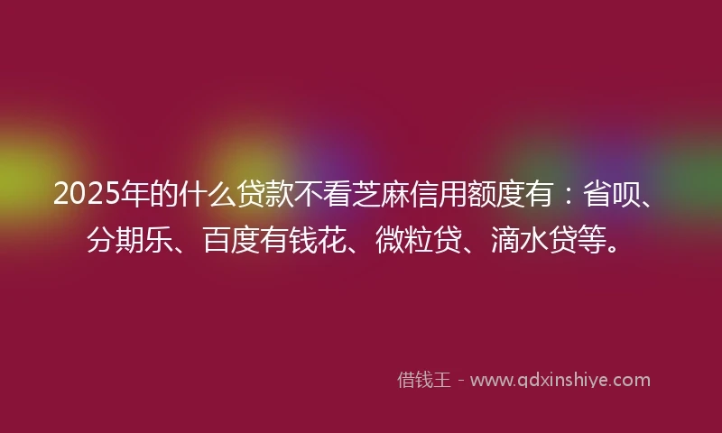 2025年的什么贷款不看芝麻信用额度有：省呗、分期乐、百度有钱花、微粒贷、滴水贷等。