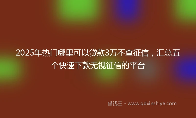 2025年热门哪里可以贷款3万不查征信，汇总五个快速下款无视征信的平台
