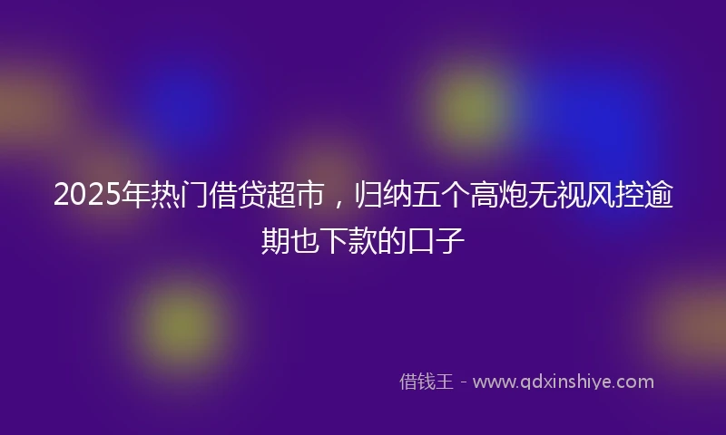 2025年热门借贷超市，归纳五个高炮无视风控逾期也下款的口子