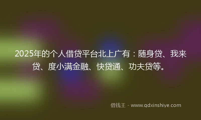 2025年的个人借贷平台北上广有:随身贷、我来贷、度小满金融、快贷通、功夫贷等。
