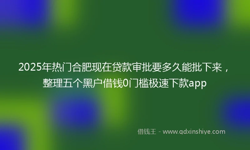 2025年热门合肥现在贷款审批要多久能批下来，整理五个黑户借钱0门槛极速下款app